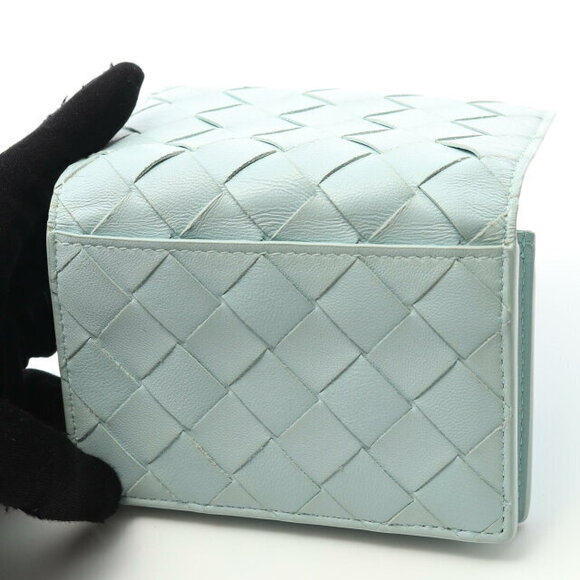Bottega Veneta Intrecciato Wallet Blue Leather
